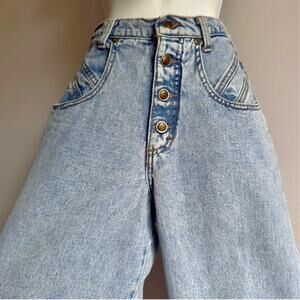 ZENA Vintage Y2K Tapered Button Fly High Waist Mom Denim Blue Jeans 5 Juniors